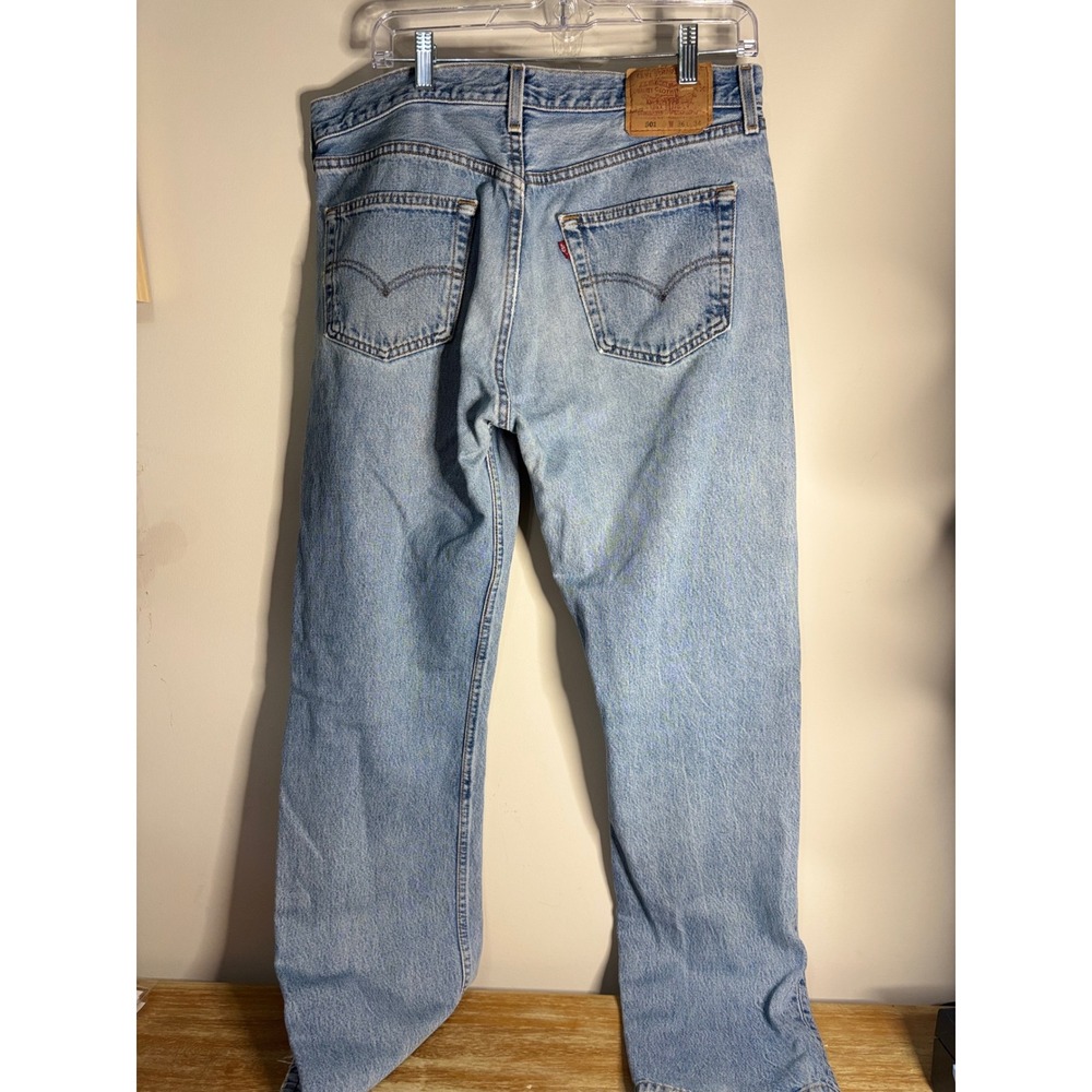 Levis 501 Mens Vintage Light Wash Straight Leg Button Fly Jeans 36x34 USA Made - Picture 3 of 10